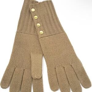 Michael Kors Women's Button Gloves, Gold/Camel NWT